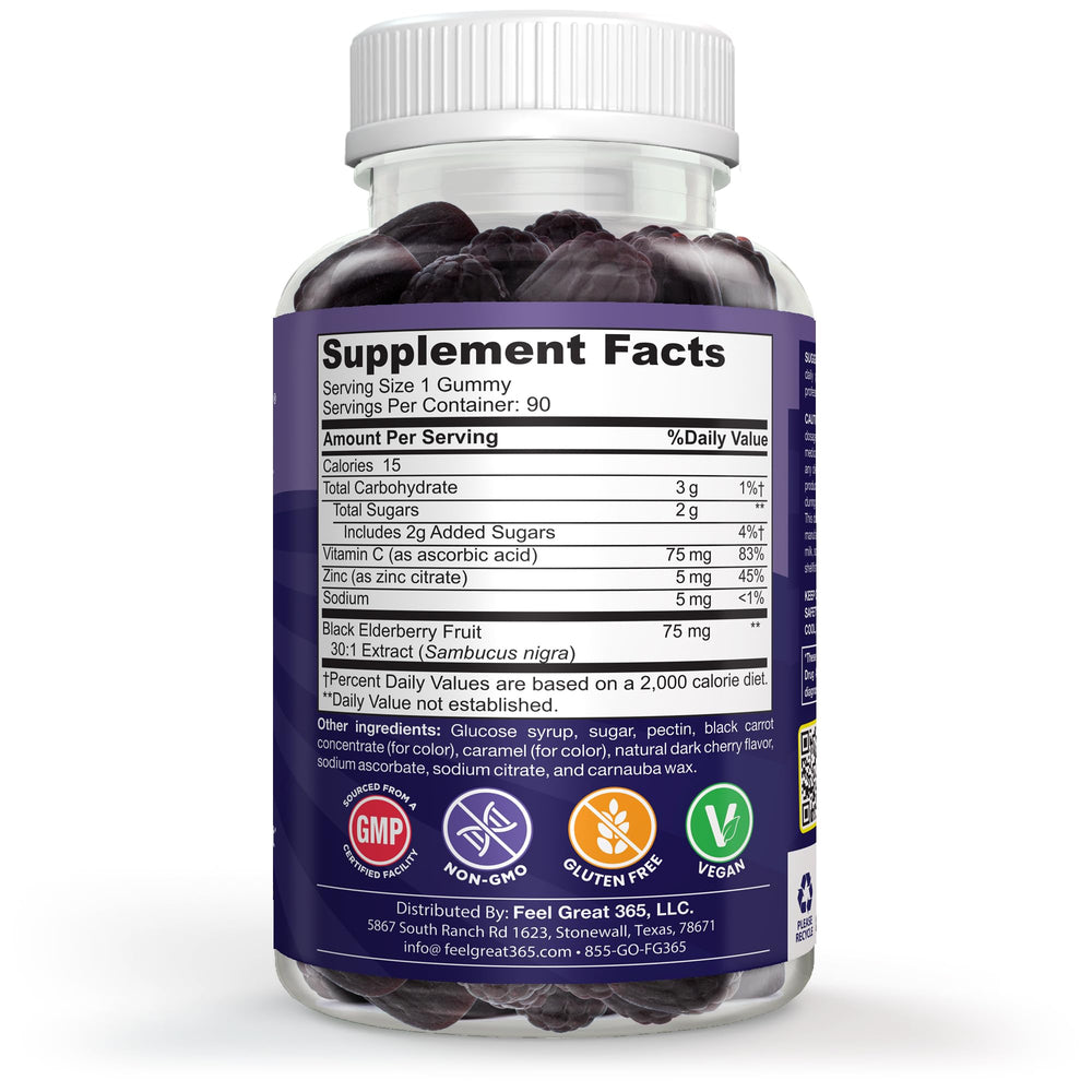 The Feel Great Vitamin Co. elderberry gummies for kids daily use option.