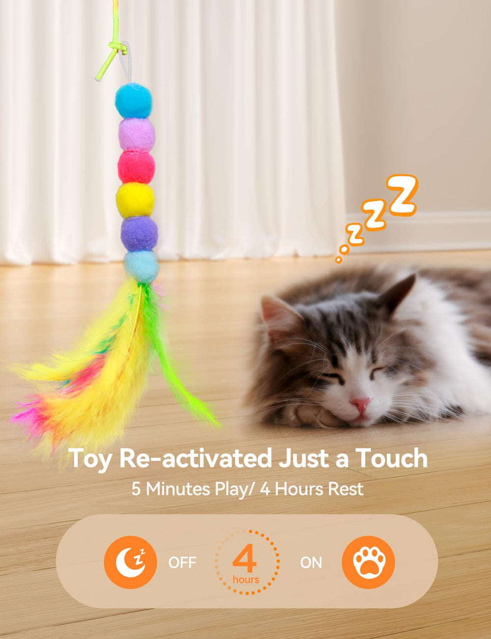 FEELNEEDY elastic rope action provides dynamic motion for cats.