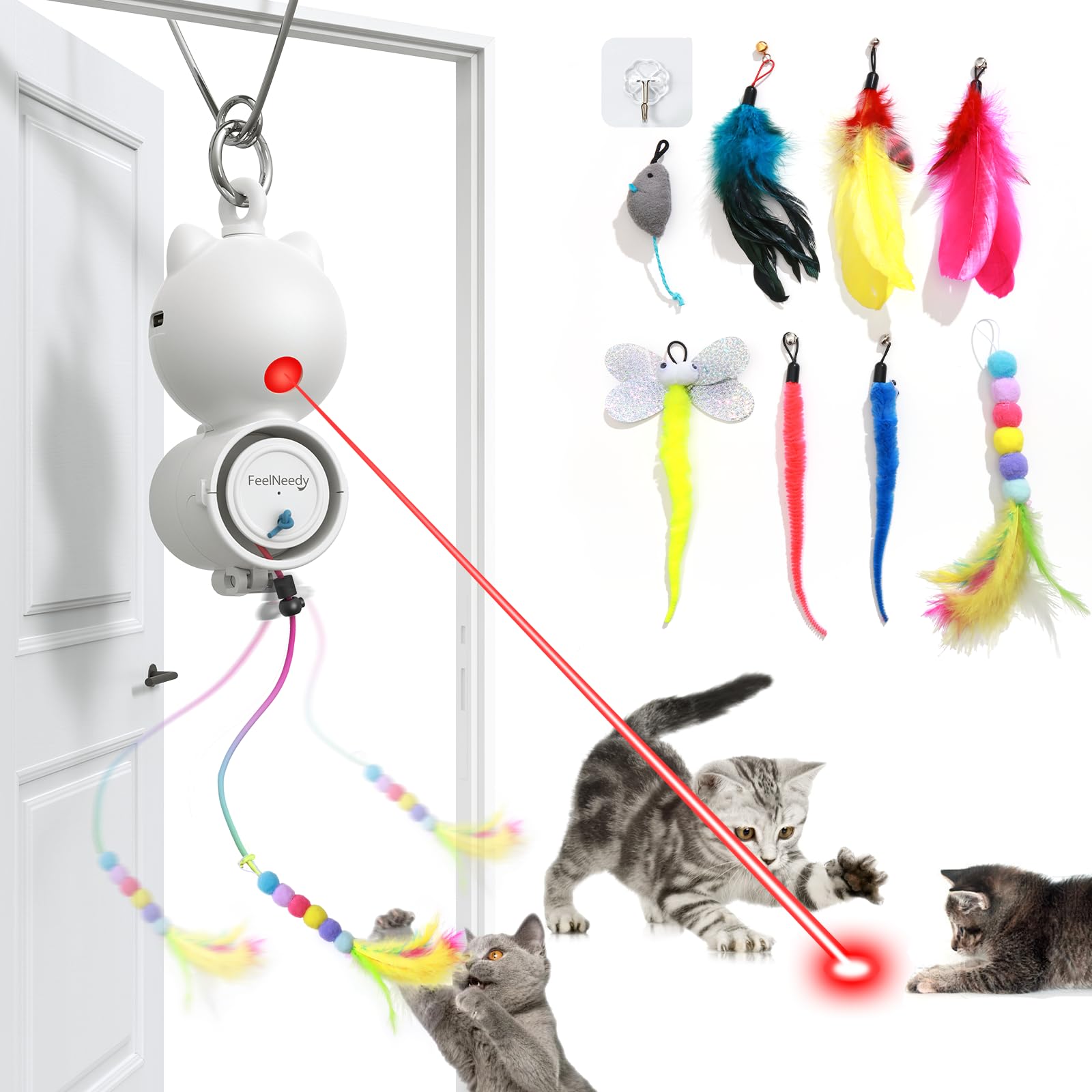 FEELNEEDY laser dot red stimulates independent play and exercise.