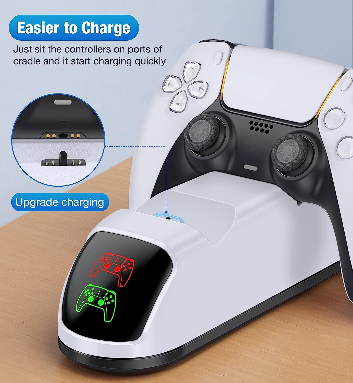 Fegliea white charging dock keeps cables tidy while you play
