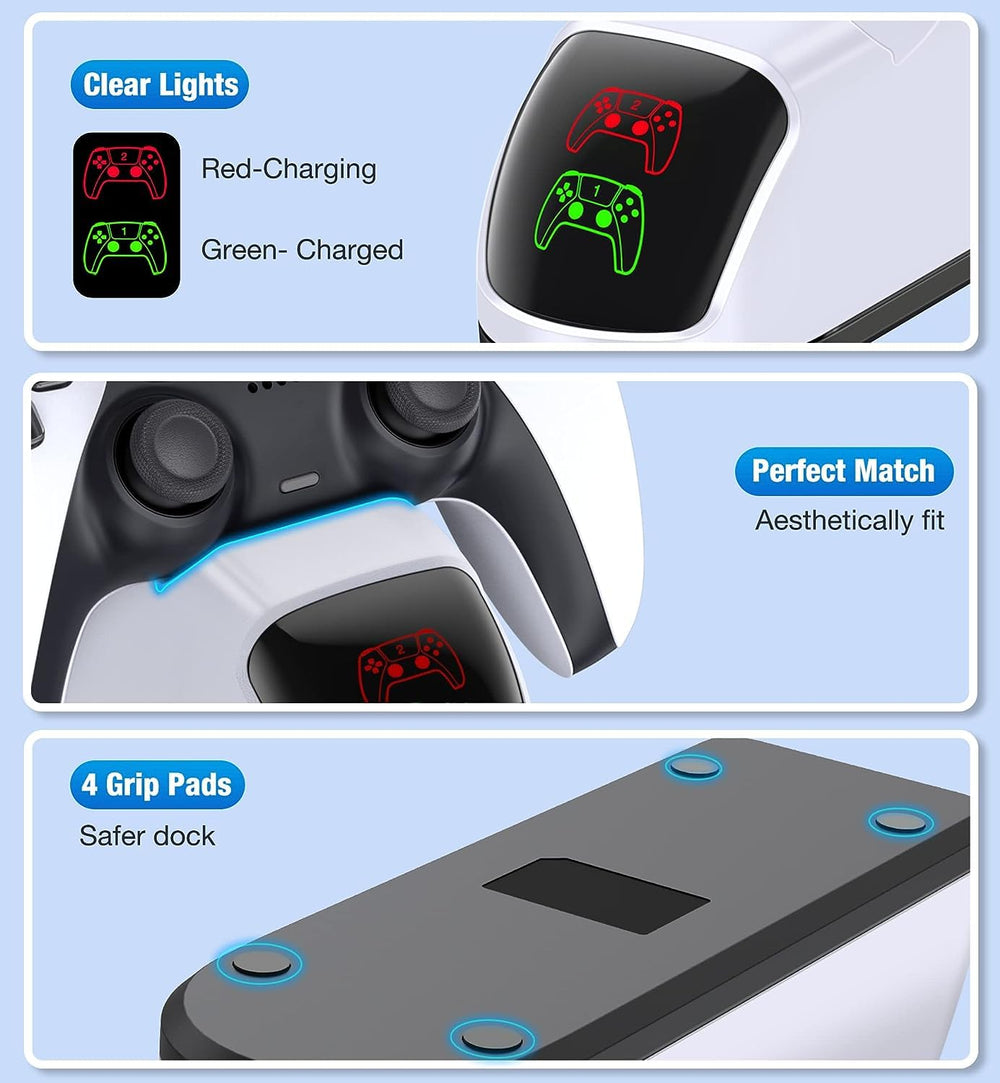 Fegliea PS5 DualSense dock with dual stand keeps controllers ready