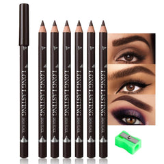 FeiCuiYun 6Pcs eyebrow pencil set with wooden body for precise natural brows