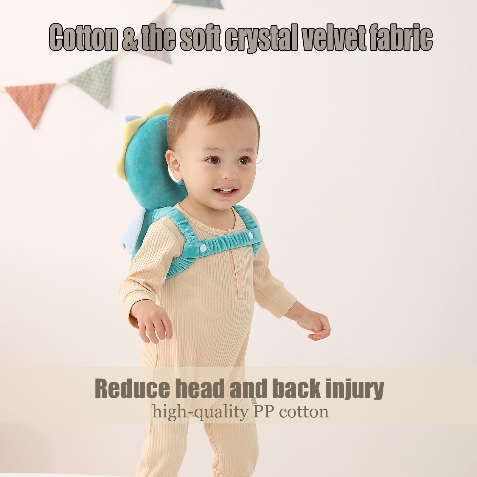 Feidoog Dragon adjustable strap system on a baby, grows with movement