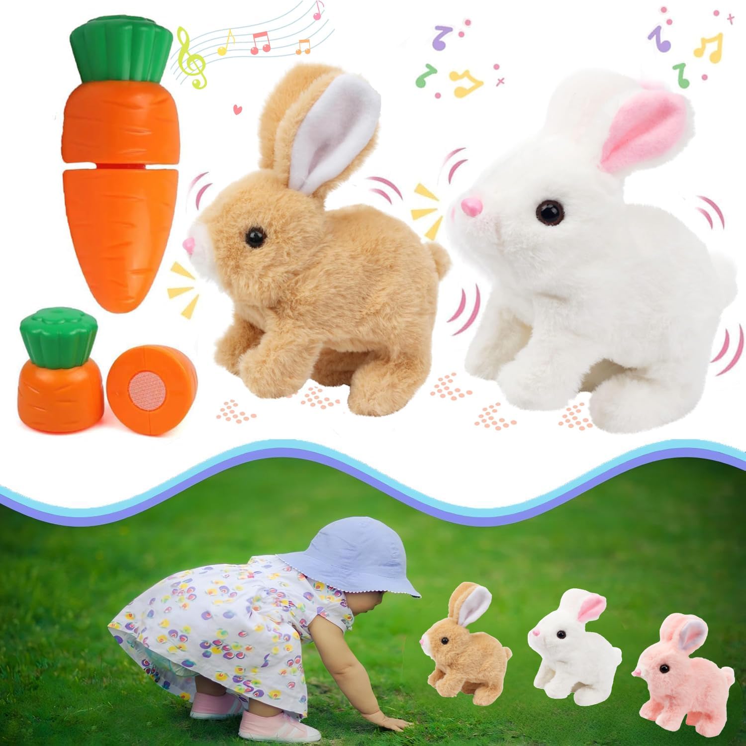 Feknnedm hopping bunny toy showing lively motion for engaging kids play