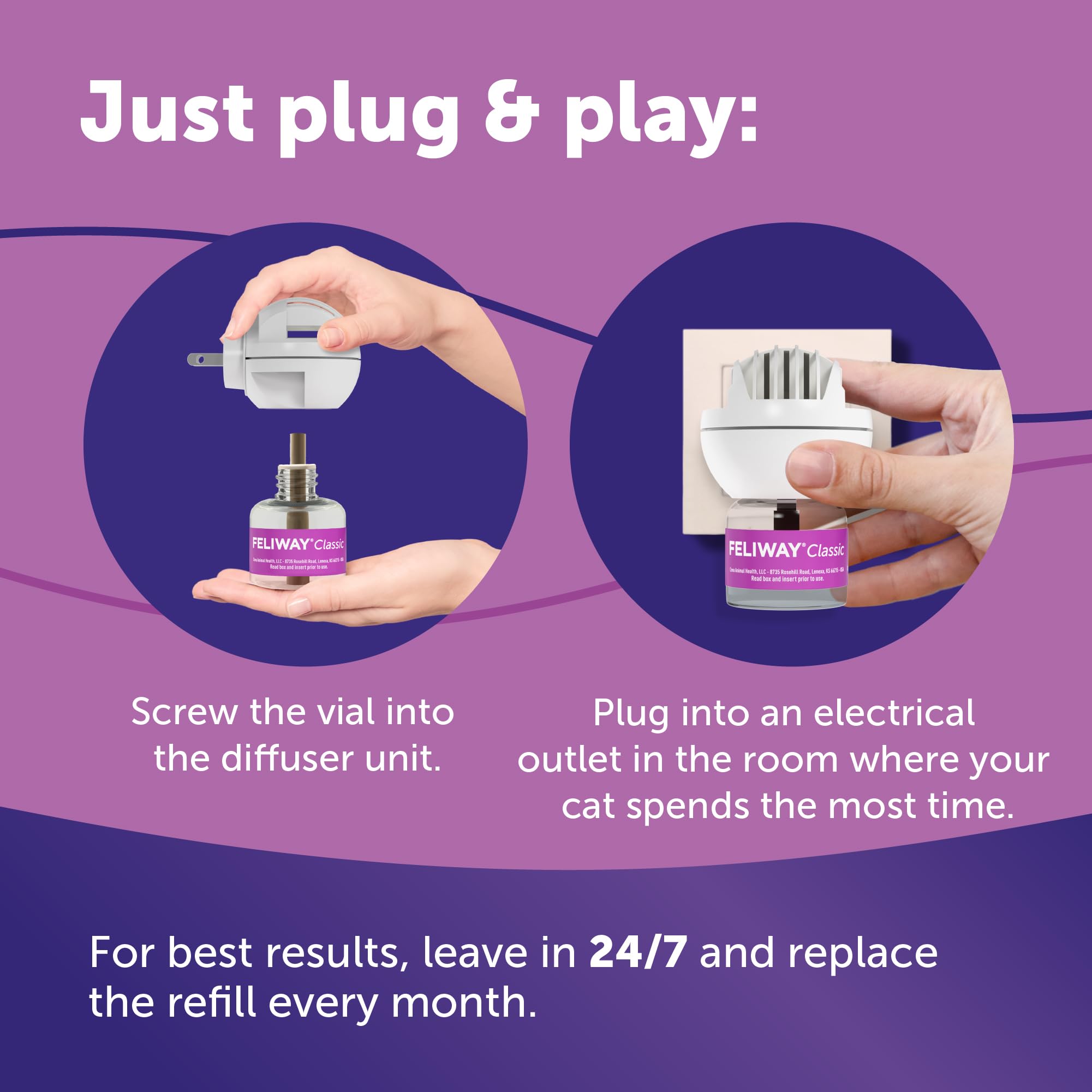FELIWAY Classic home calm scene communicates safe, pheromone-based comfort for pets.