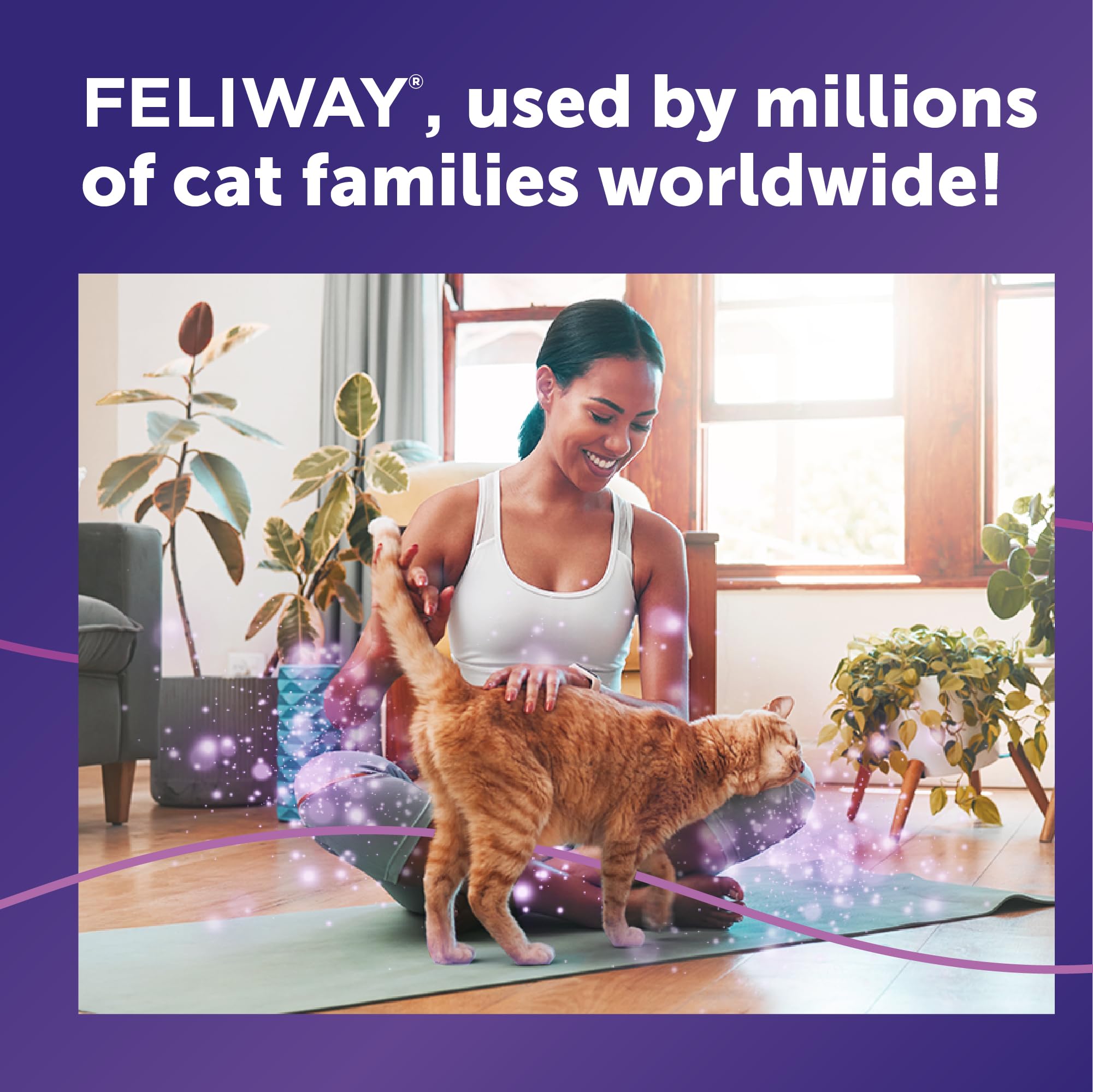 Feliway Classic plug-in diffuser setup shows hassle-free, drug-free calming