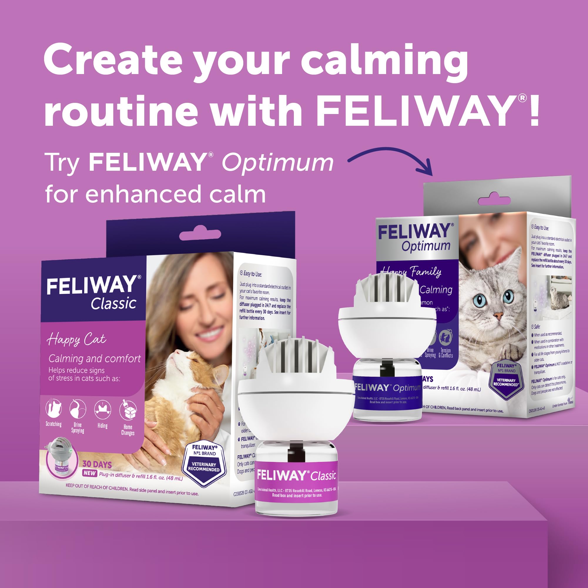 Feliway Classic vet-recommended badge signals trusted feline comfort