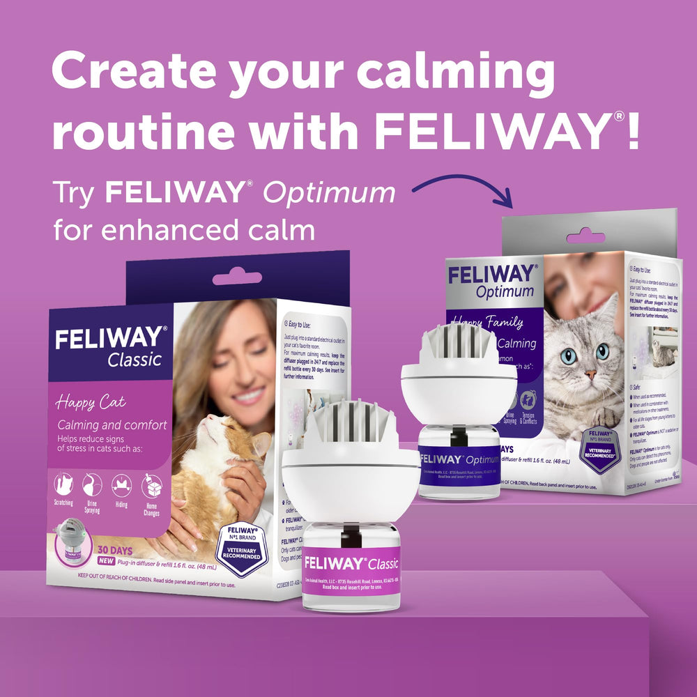 Feliway Classic vet-recommended badge signals trusted feline comfort