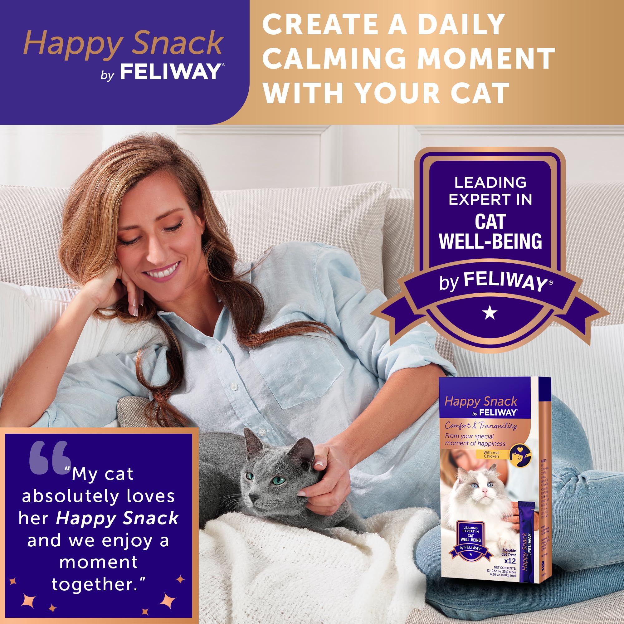 Cat enjoying Happy Snack as a topper on its meal