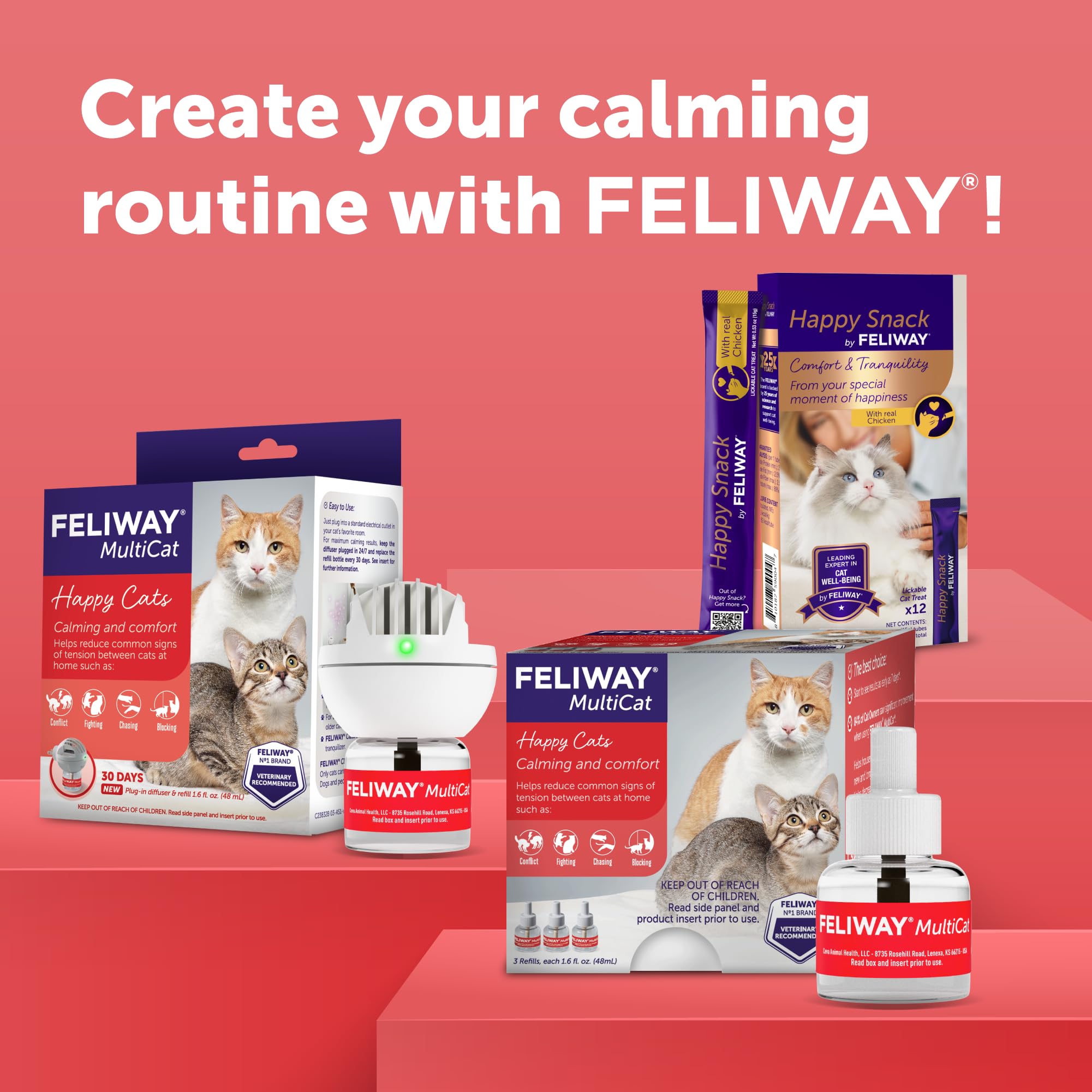 Wide-area coverage with FELIWAY MultiCat diffuser shown in home.