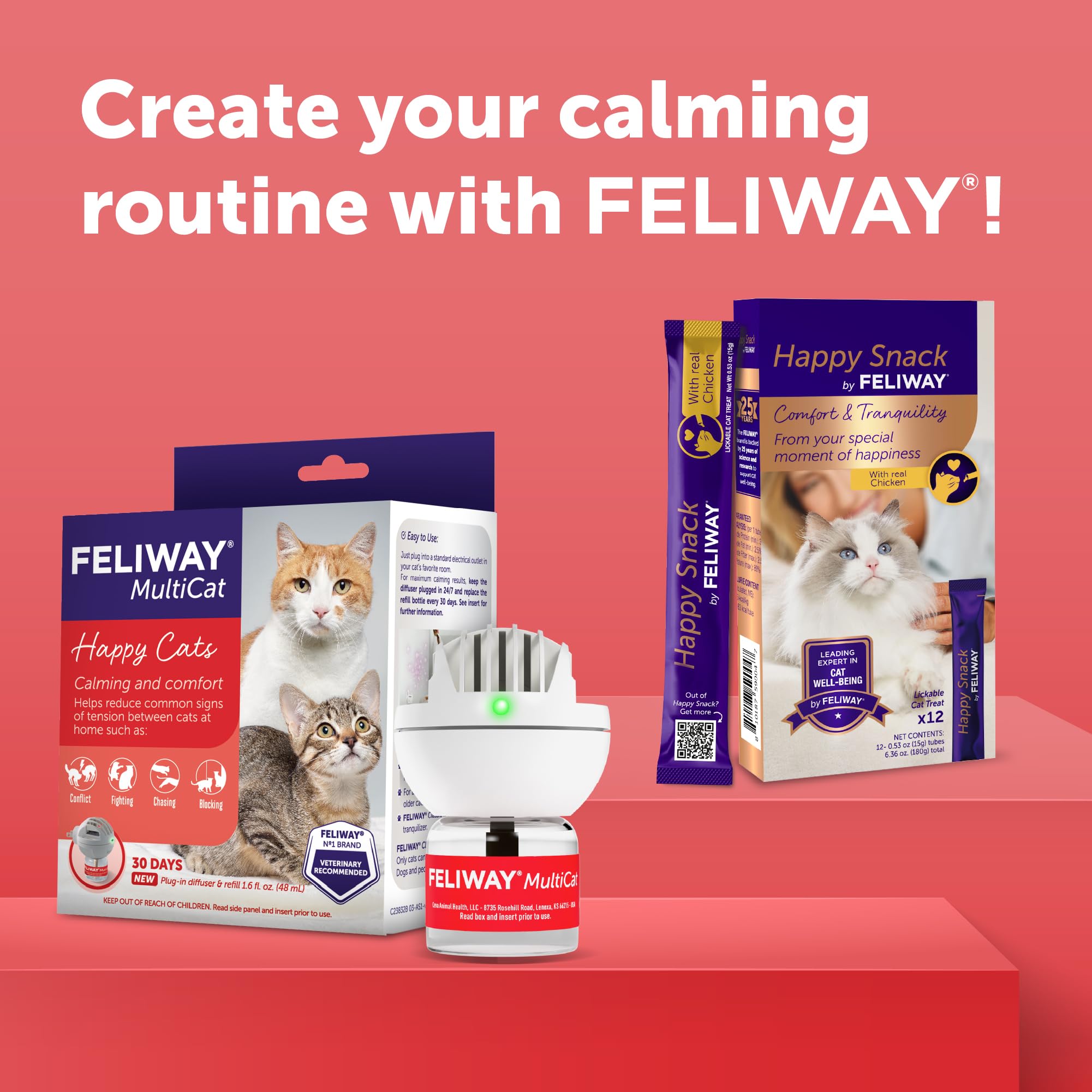 Pheromone signals mimicking mother-cat calm to ease tension