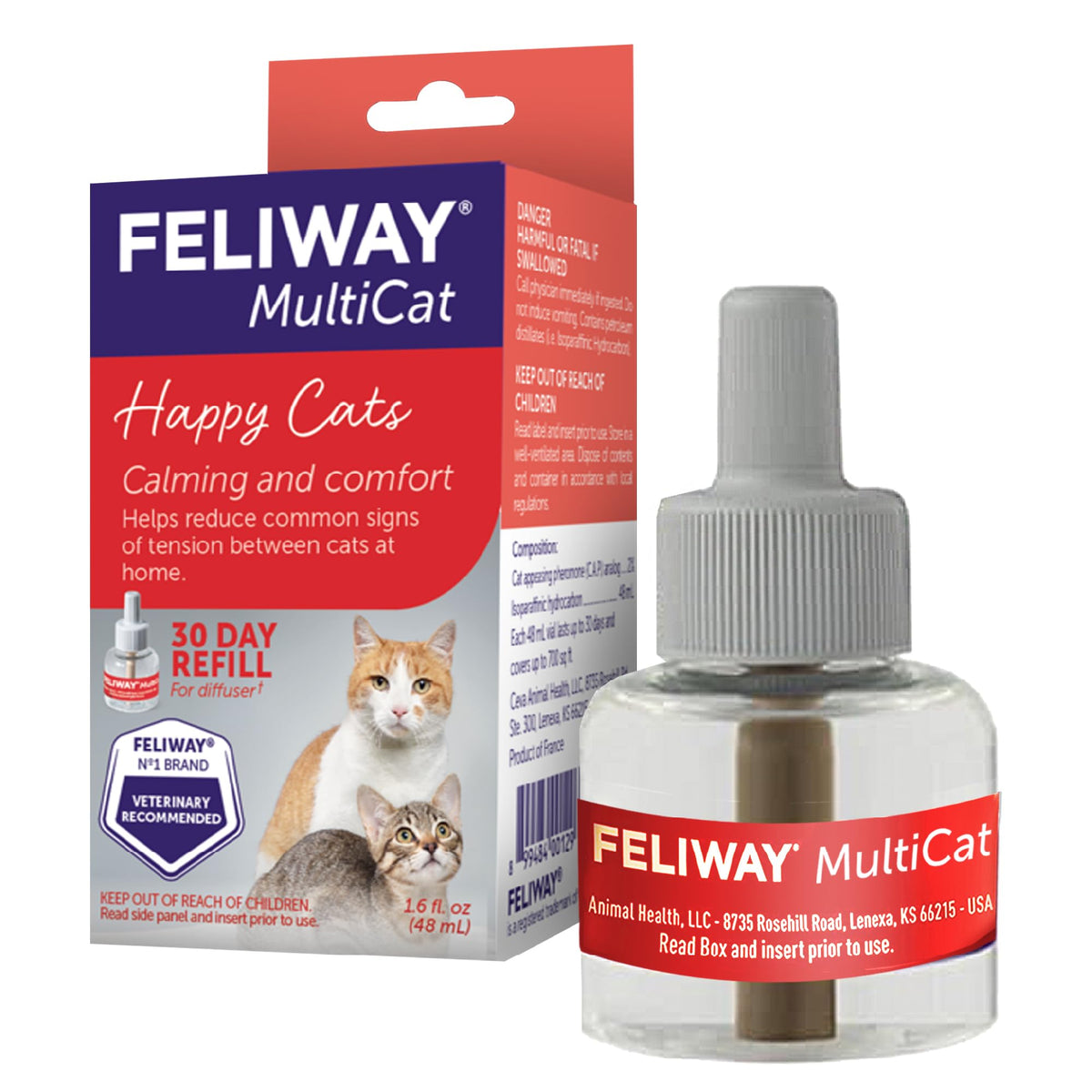 FELIWAY MultiCat refill 48ml pack ready for diffuser setup to promote calm