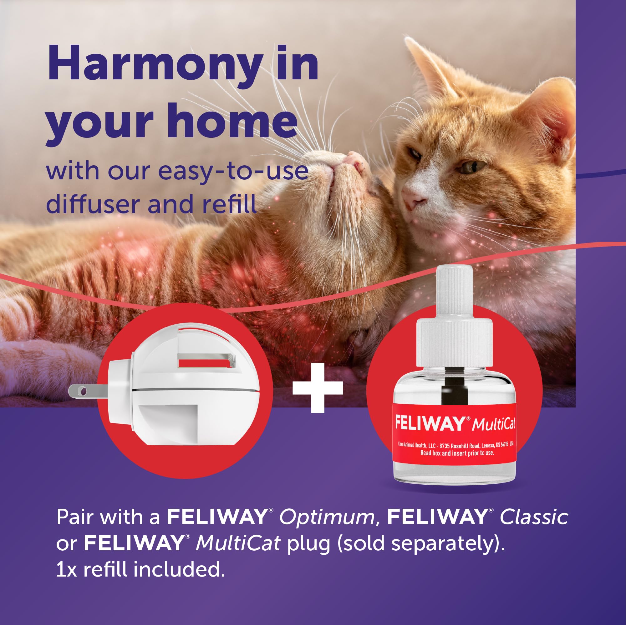 FELIWAY MultiCat packaging with vet-recommended badge for trusted calming solution