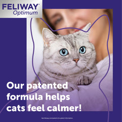 FELIWAY Optimum diffuser plugged in, creating calm in the room for cats.