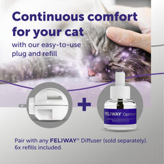 FELIWAY Optimum diffuser in a cozy room emitting calming signals.