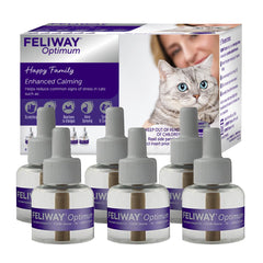 FELIWAY Optimum refill pack with six vials for ongoing cat calm.