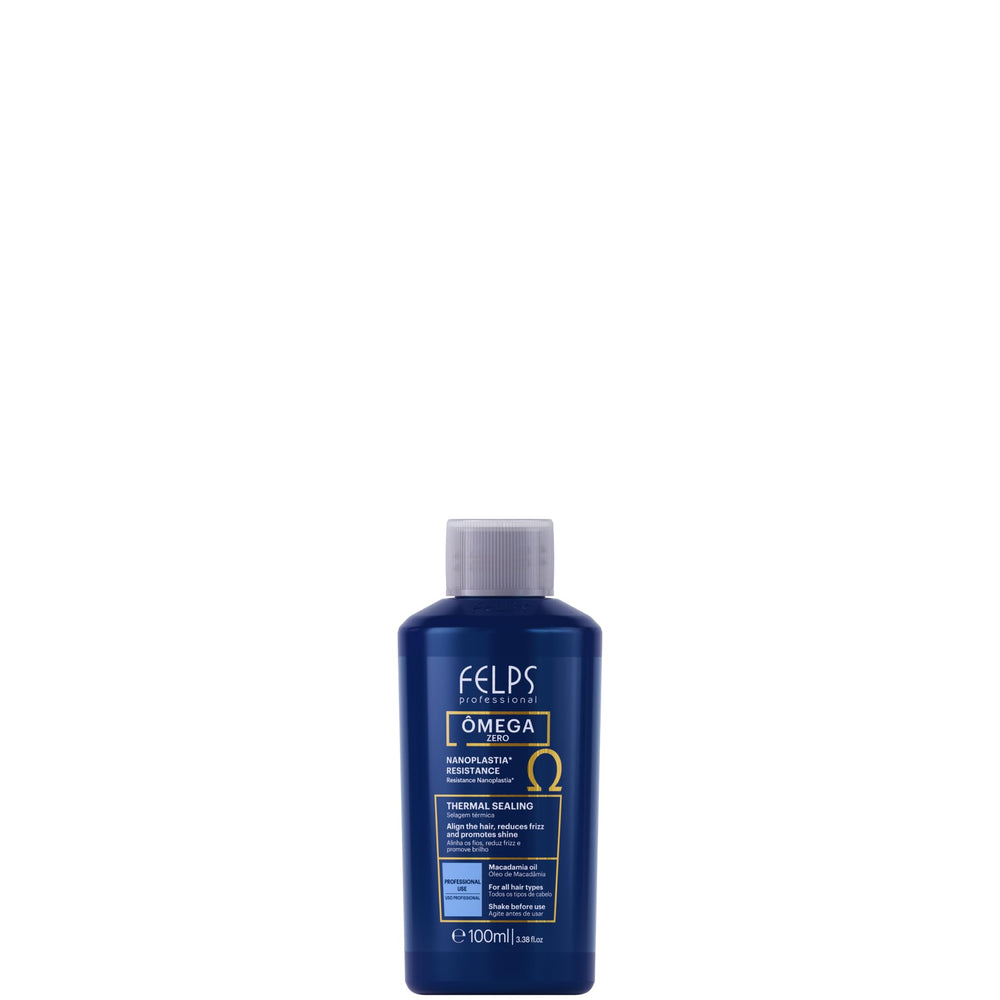 Felps Professional Omega Zero Resistance bottle close-up, demonstrating a formaldehyde-free treatment