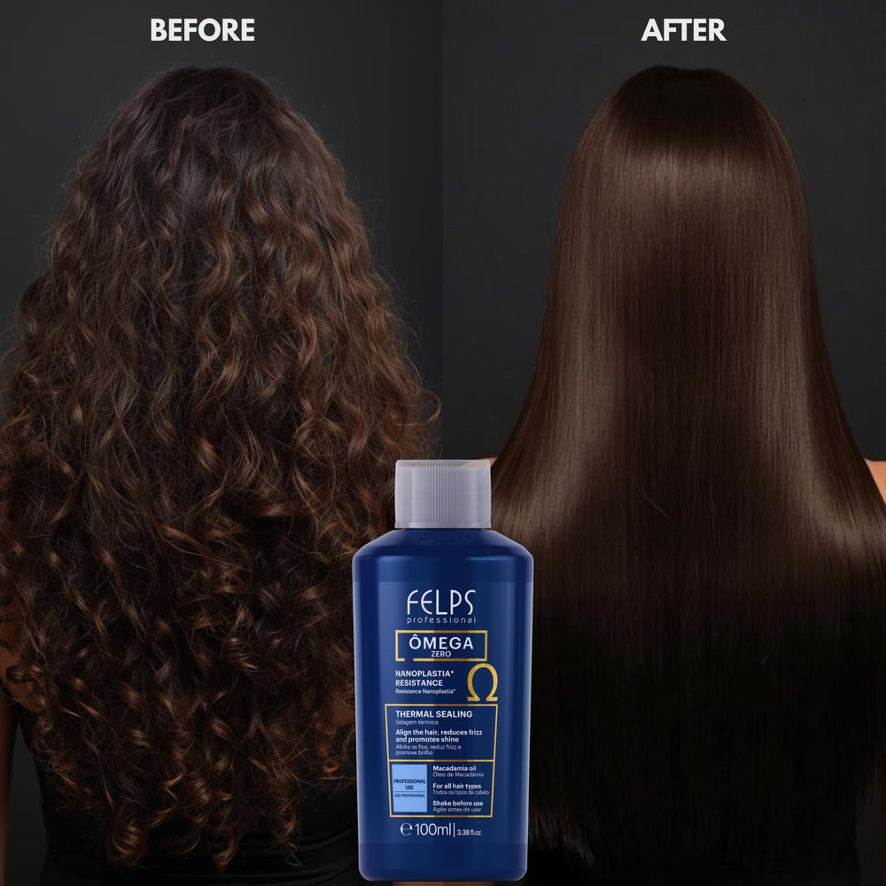 Felps Professional Omega Zero Resistance treatment application shows salon smoothing
