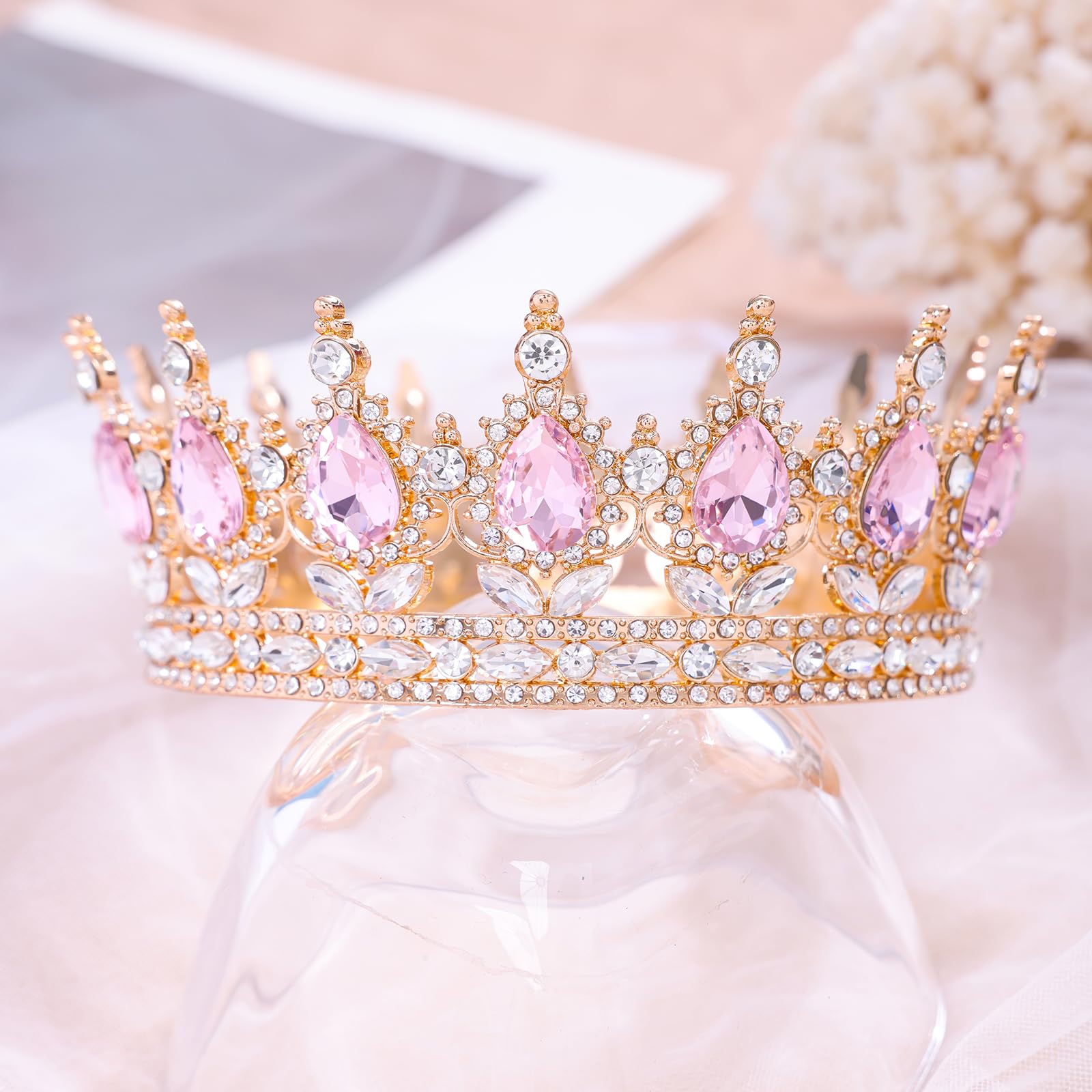 Feltent crystal tiara on hair delivers royal shine and charm