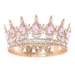 Feltent pink queen crown close-up rhinestones for bridal sparkle