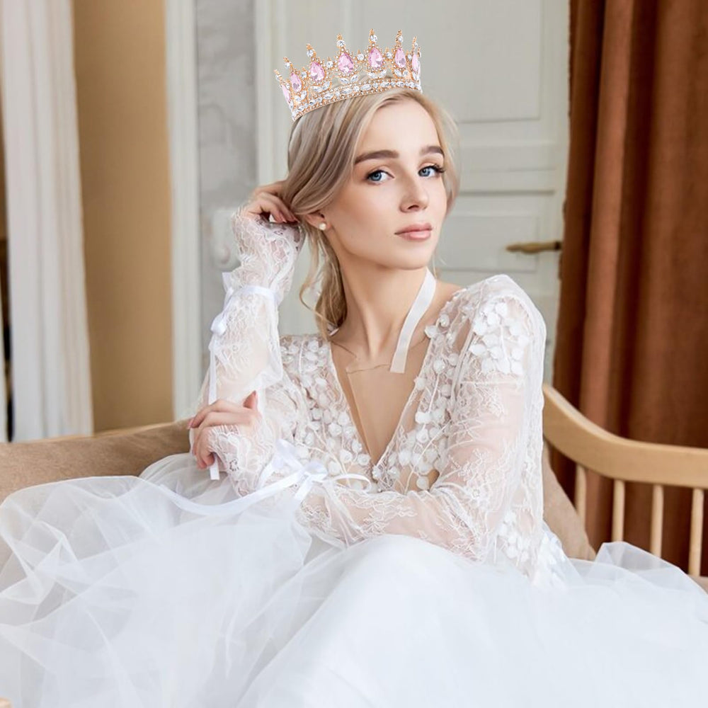 Feltent pink queen crown packaged with four clips for secure wear