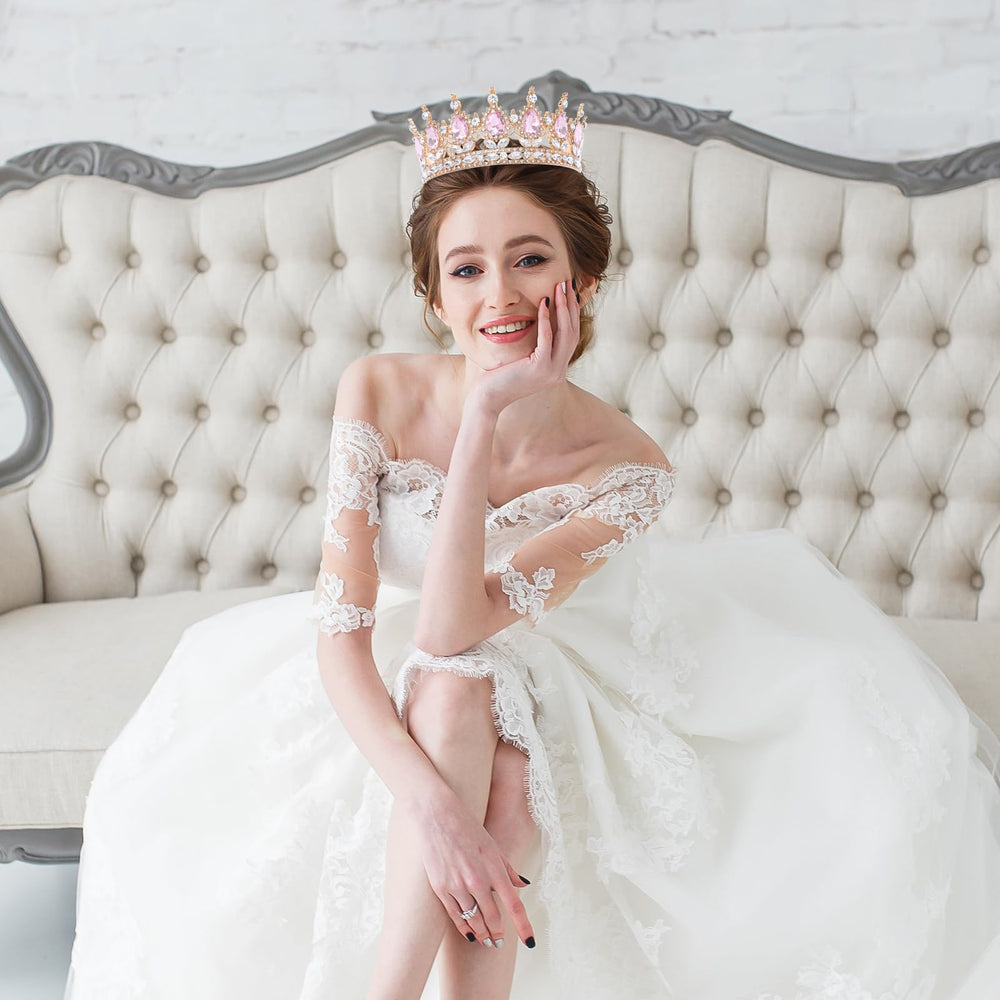 Feltent pink queen crown on model enhances photos and ceremonies