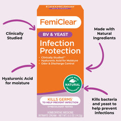 Close-up of FemiClear cream texture highlighting a smooth moisturizing consistency