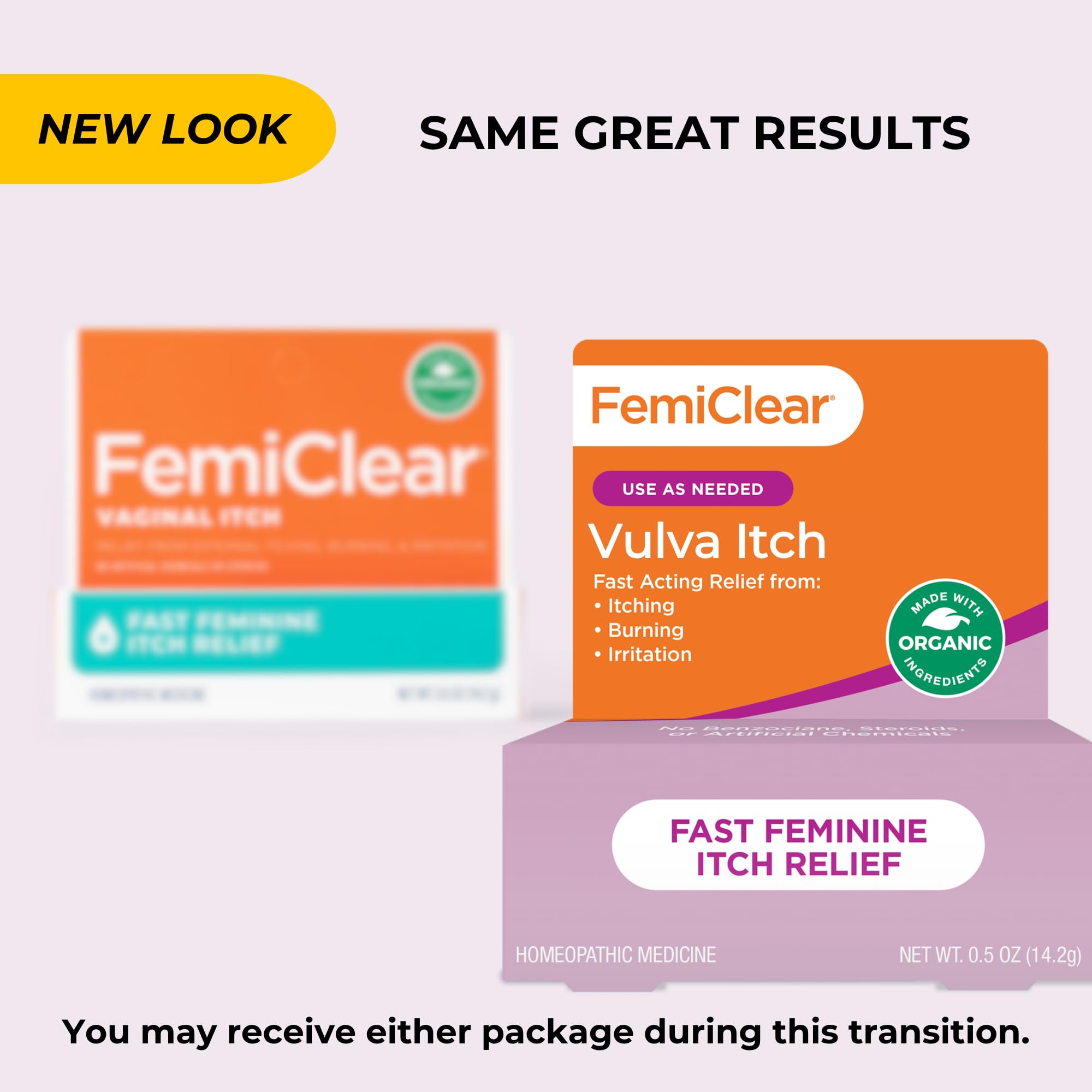 FemiClear simple-use instruction to apply on external skin as needed