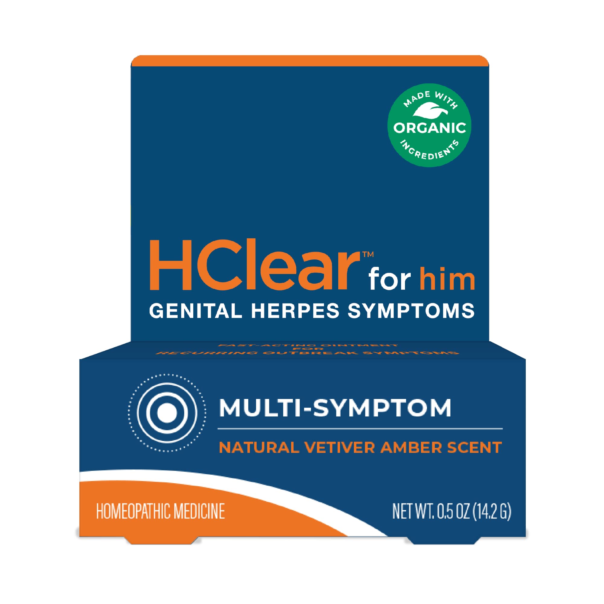 FemiClear HClear for him bottle front, highlighting USA-made topical relief option