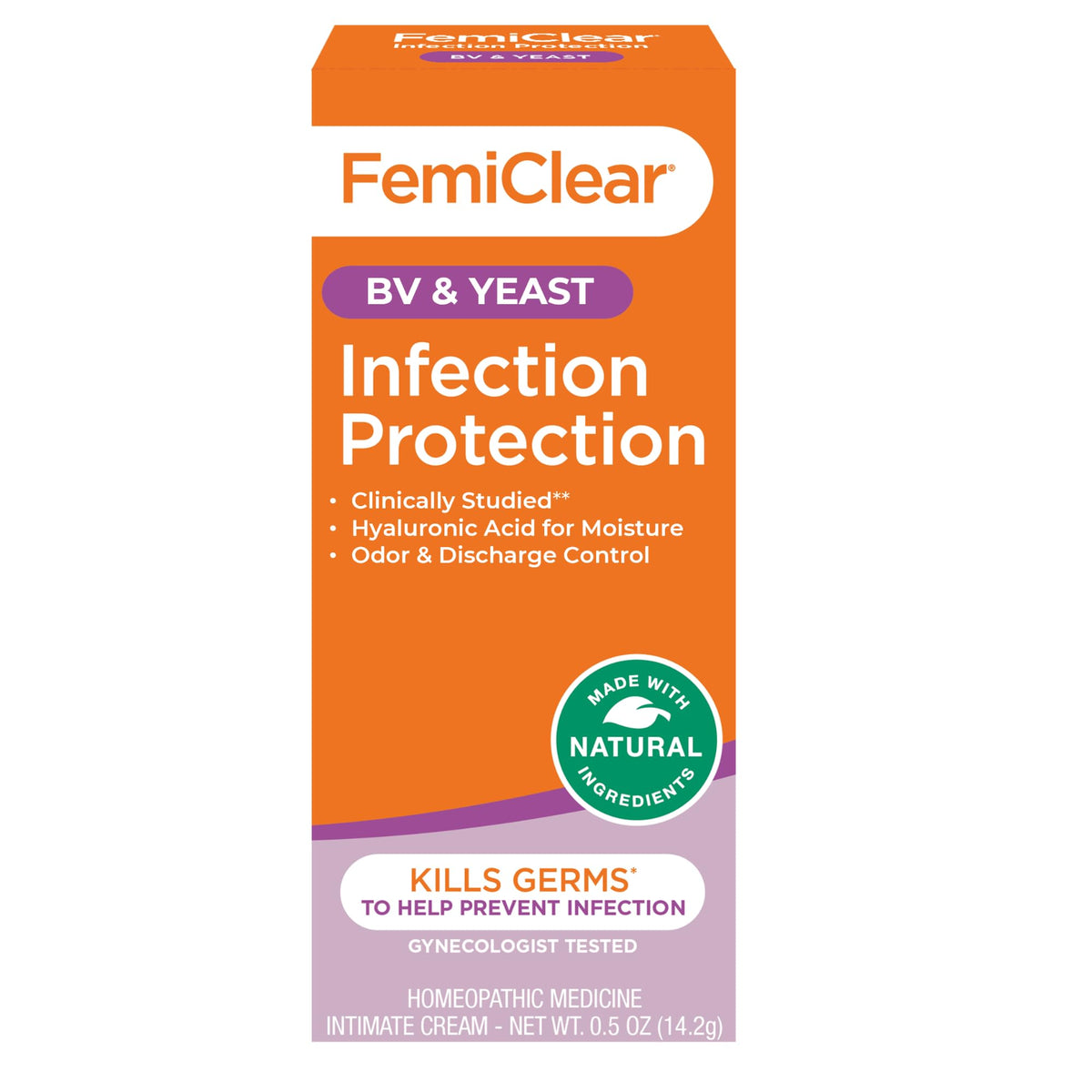 FemiClear infection protection cream bottle showing soothing formula for intimate care
