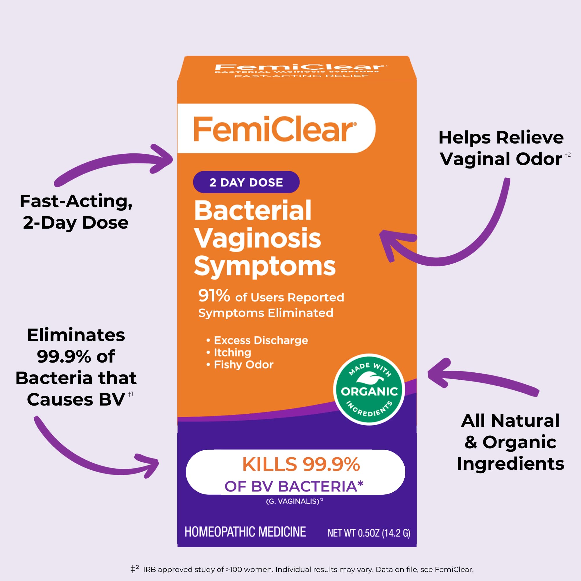 FemiClear mild scent from organic formula.
