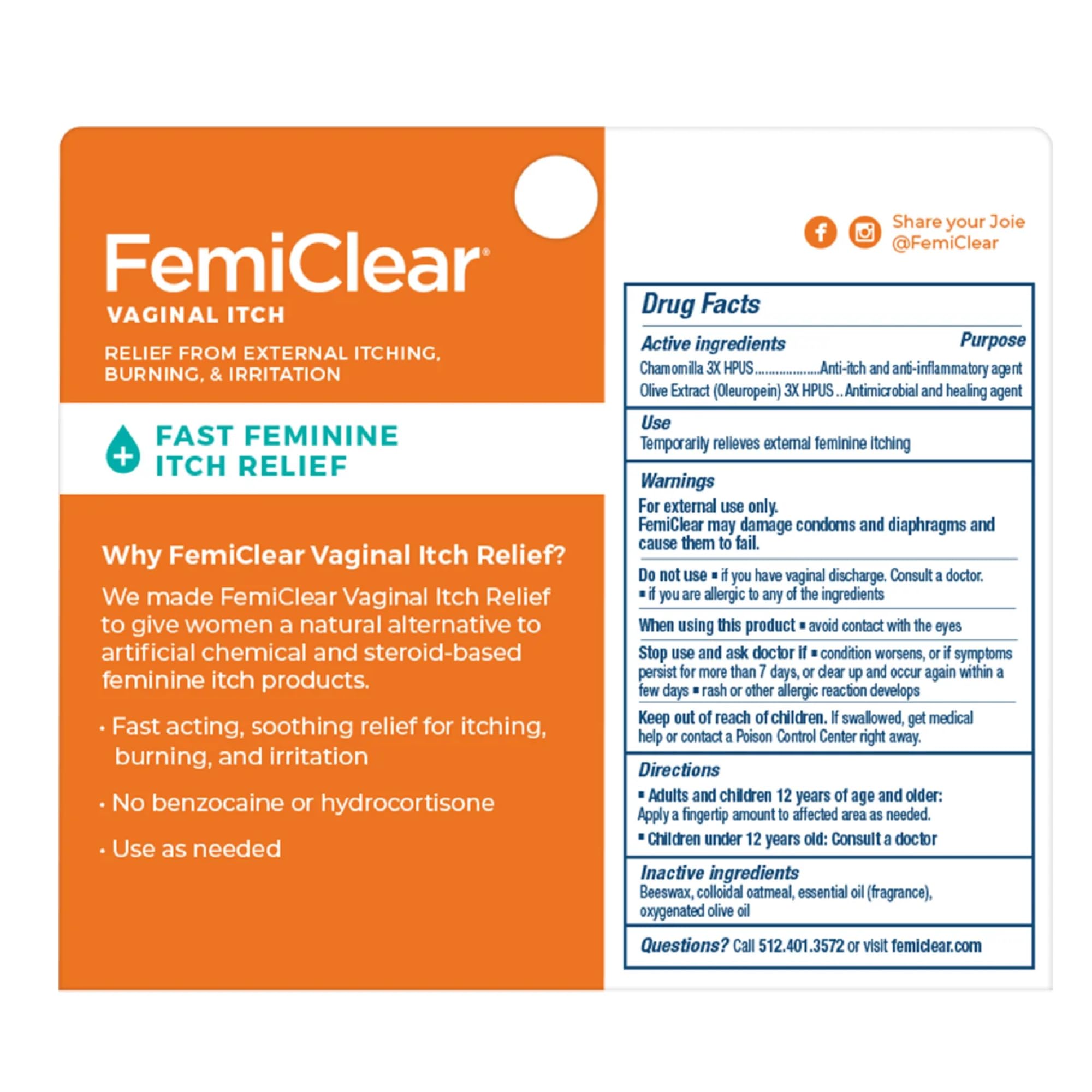 FemiClear safety note notes FDA-registered facilities and quality