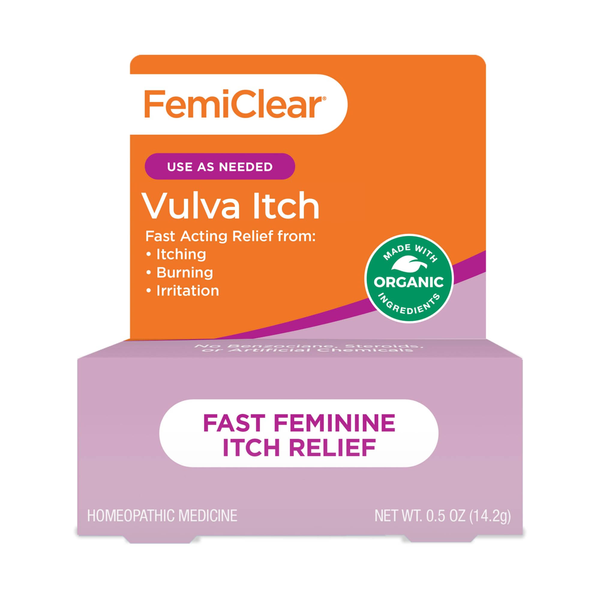 FemiClear Vaginal Itch Relief tube ready for fast external itch relief