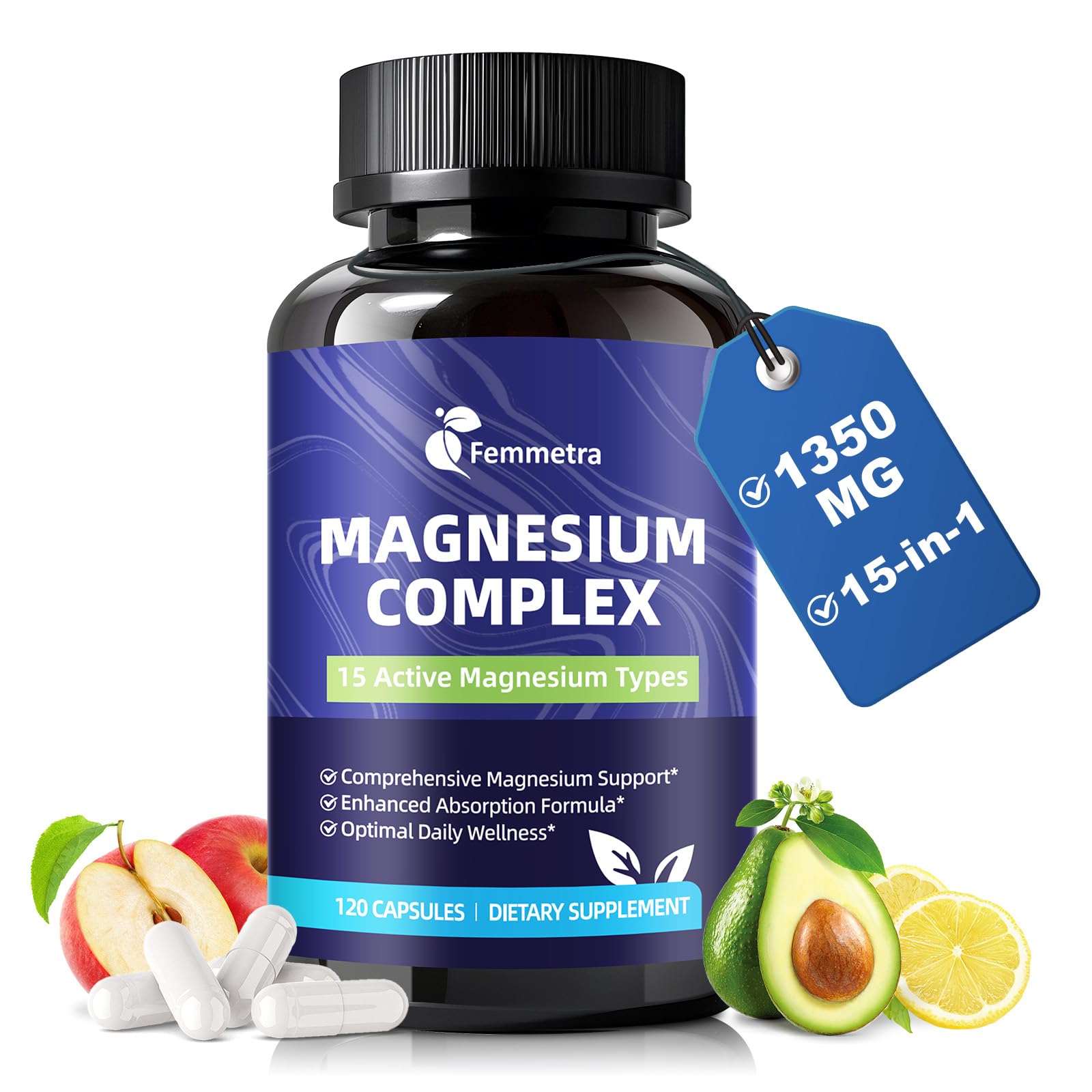 Femmetra Magnesium Complex lifestyle shot promotes calm and balanced routine.
