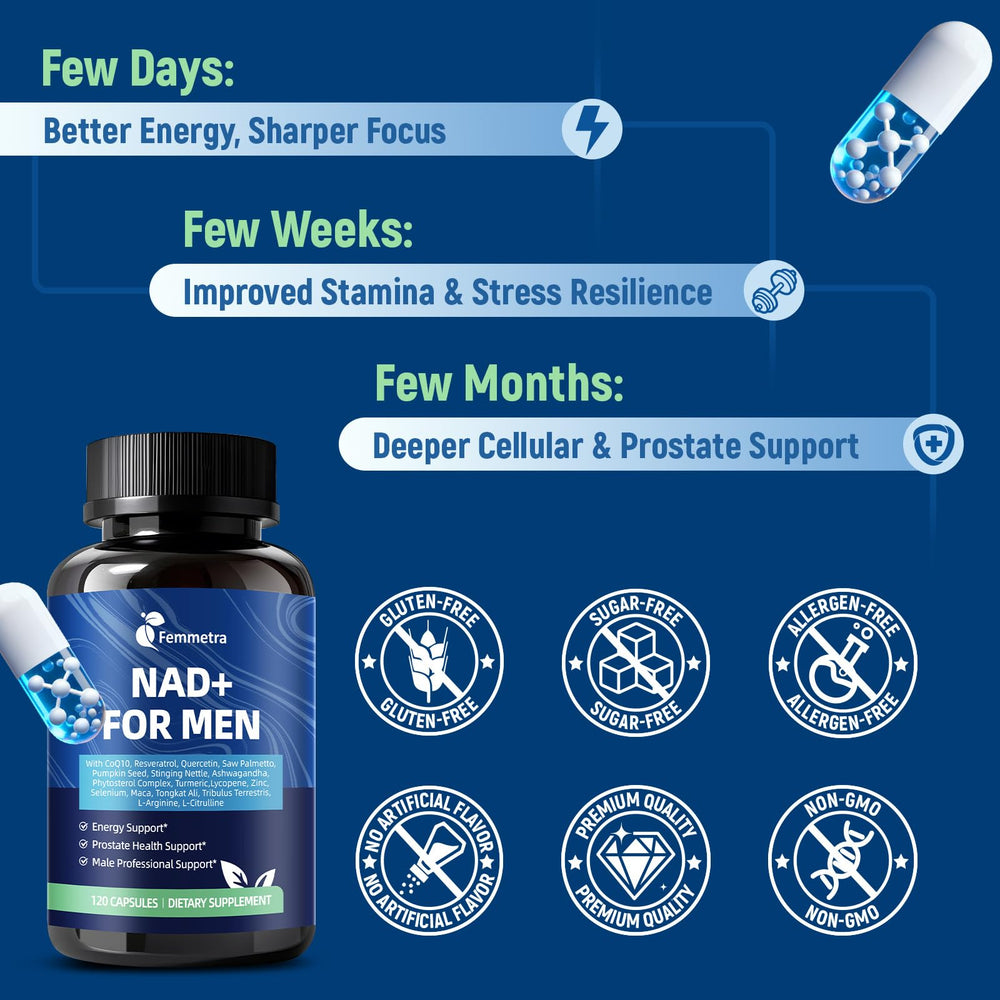 Femmetra NAD+ bottle with black pepper extract for better absorption.