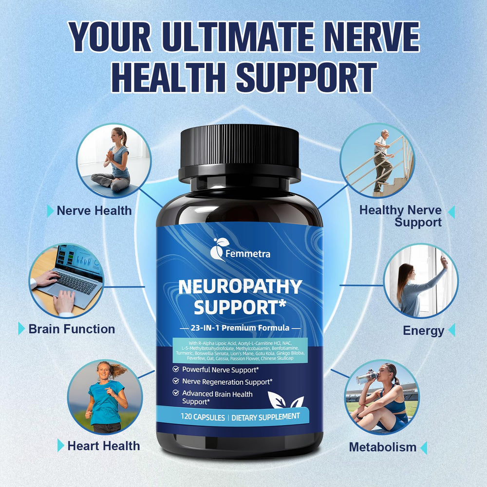 Femmetra Nerve Support bottle on wood for routine care