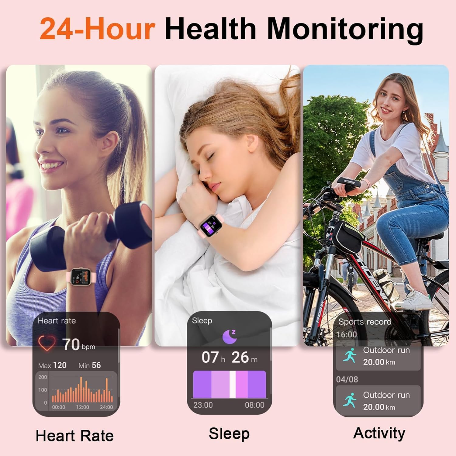 Fempoin Smart Watch IP68 waterproof for daily activities.