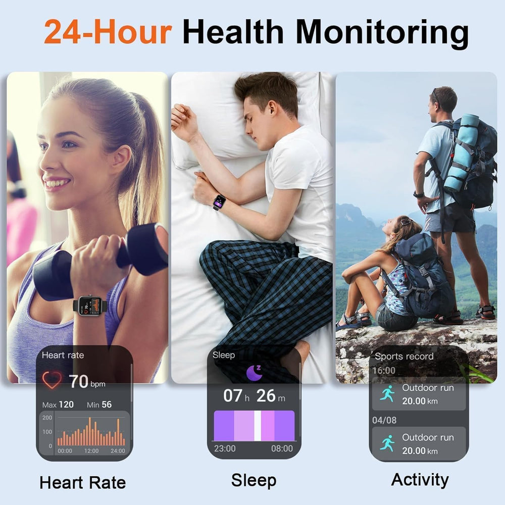 Fempoin smartwatch heart rate monitor tracks real-time data.