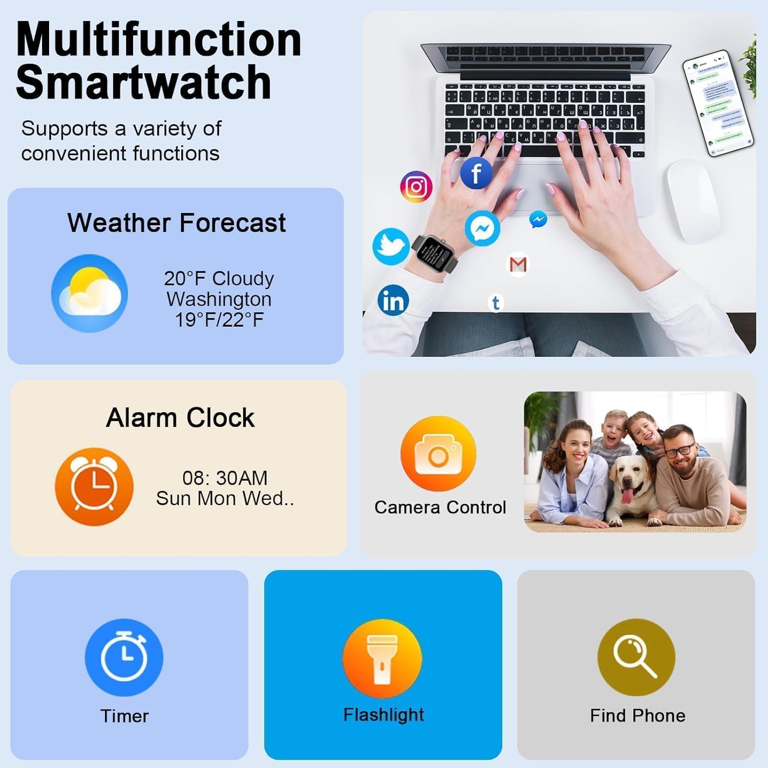 Fempoin smartwatch offers 110+ sport modes for activities.