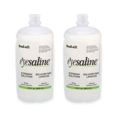 Fendall Eyesaline eyewash 32 oz bottle with pour spout for quick eye flushing.