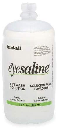 Two-pack Eyesaline bottles with sealed caps for reliable emergency eye care.