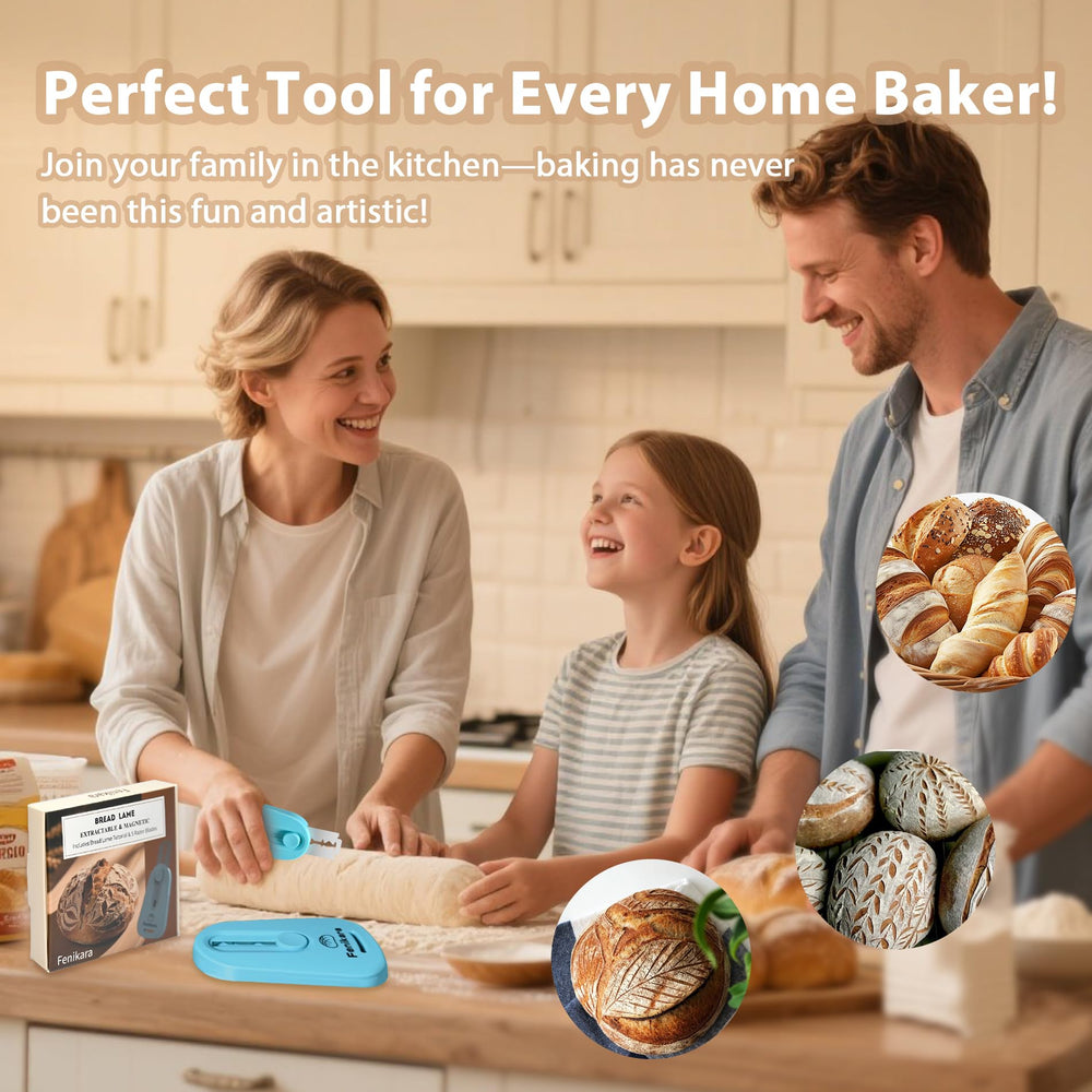 Fenikara bread lame ergonomic handle improves grip for longer, comfortable scoring sessions.