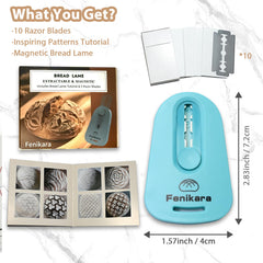 Fenikara bread lame magnetic storage shown on fridge keeps tools ready and accessible.