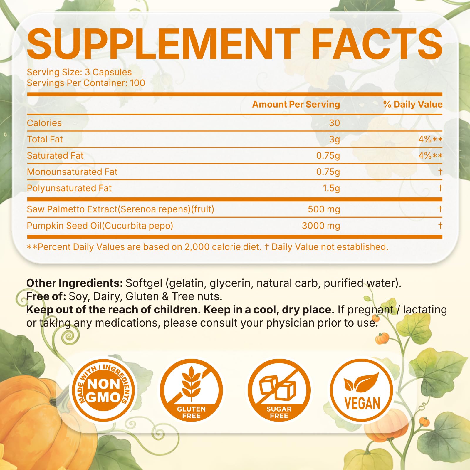 Fenolutra allergen-free pumpkin seed oil capsules suitable for sensitive diets.