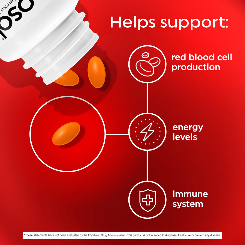 Feosol Complete label gluten-free emblem indicating suitable digestion tolerance.