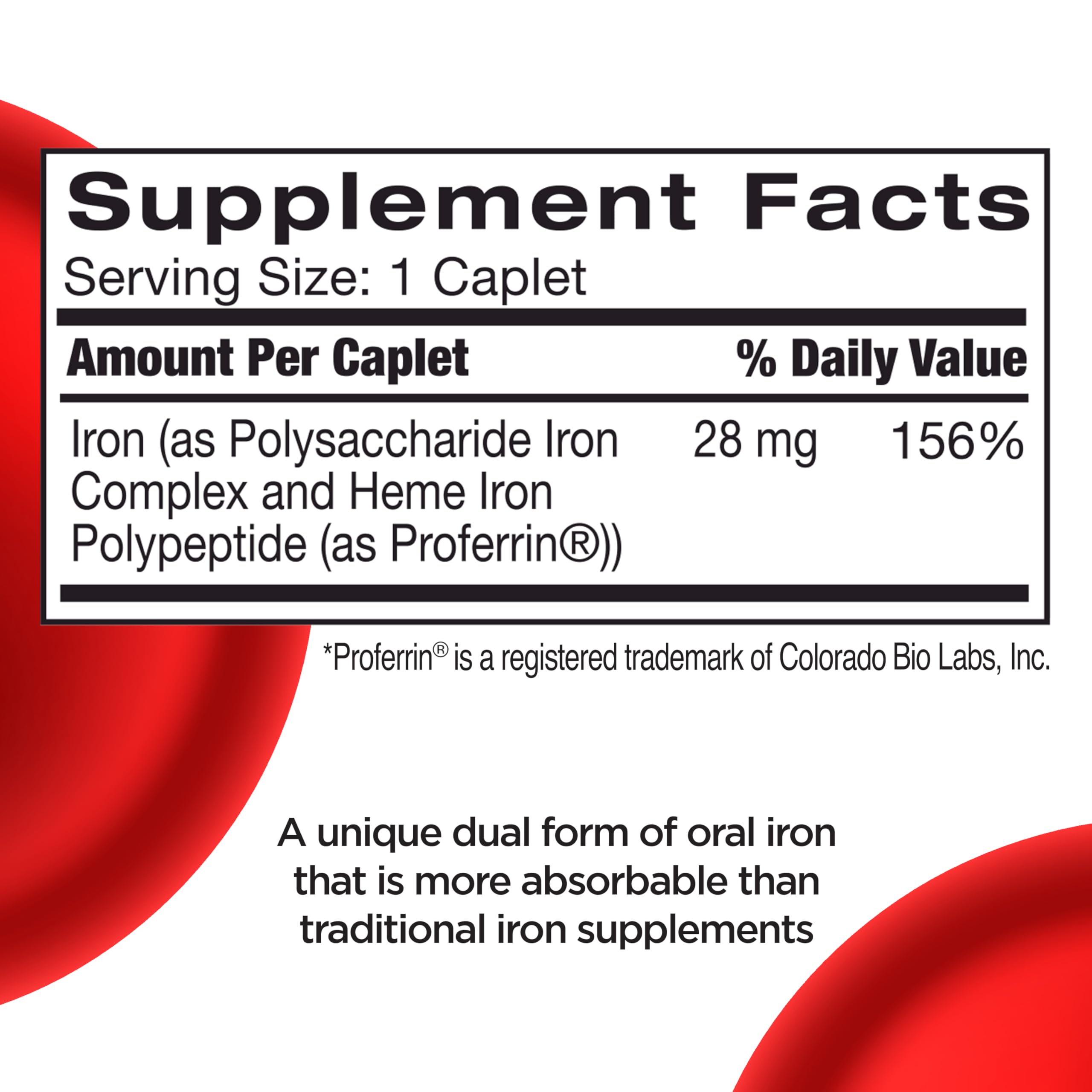 Feosol Complete made in USA claim on packaging signifying trusted quality.