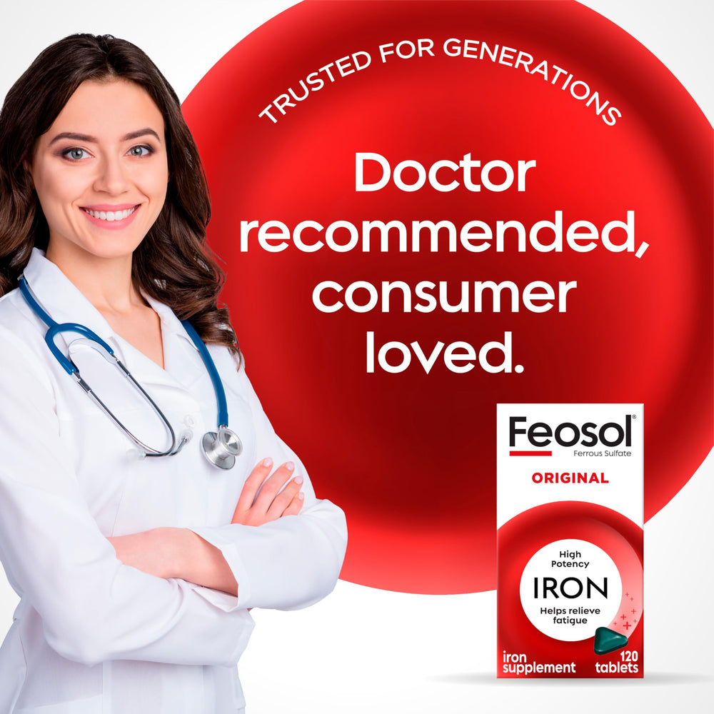Feosol Original tablet with food demonstrates easy-to-swallow intake.