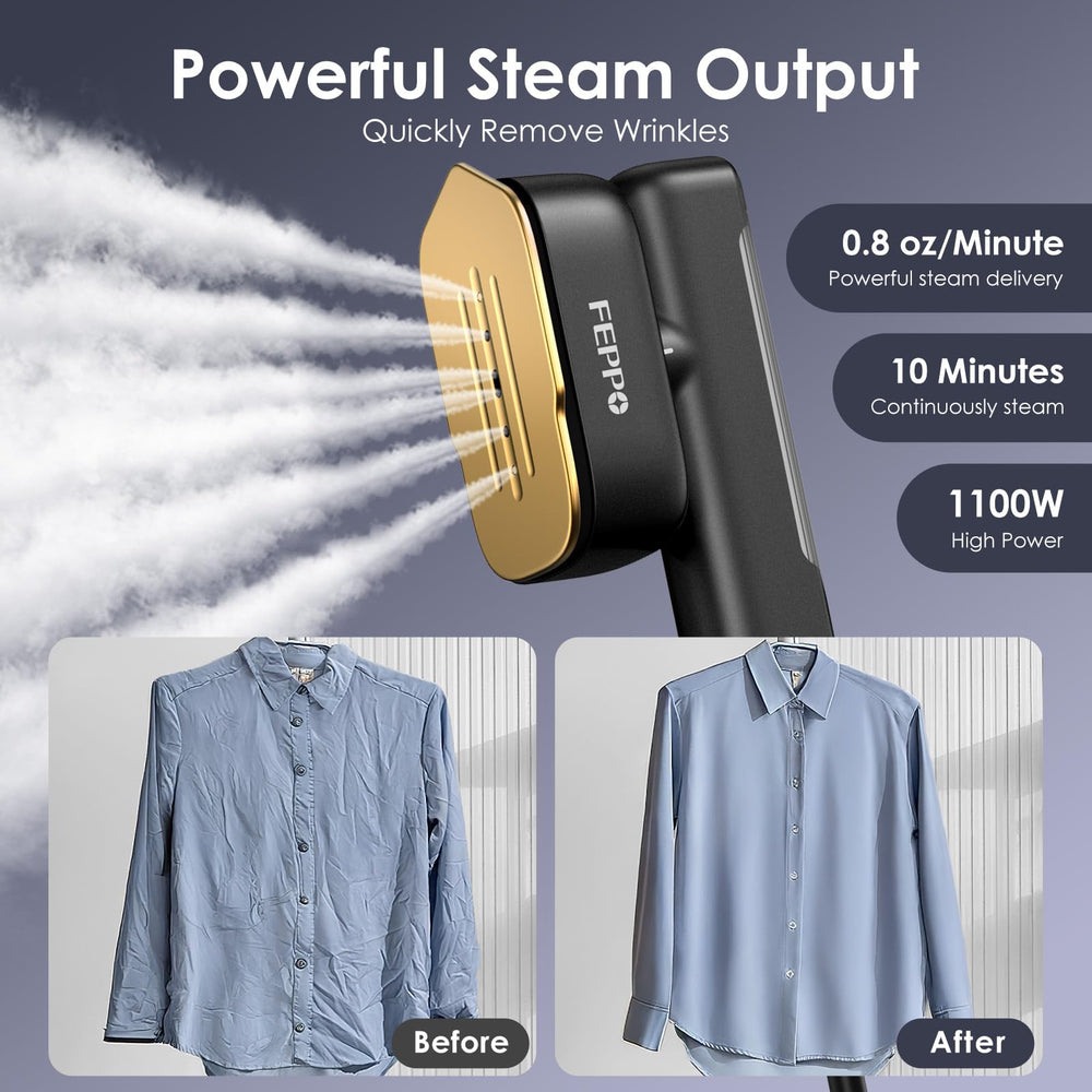 FEPPO Travel Steamer water tank detached highlights spill-free refills during travel.