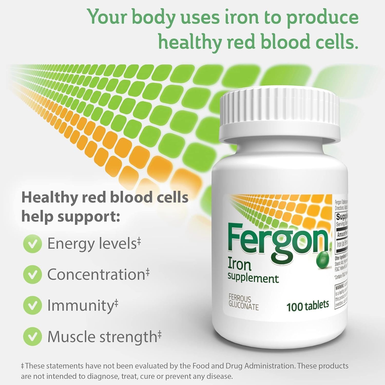 Fergon iron tablets for daily wellness in a bright scene.