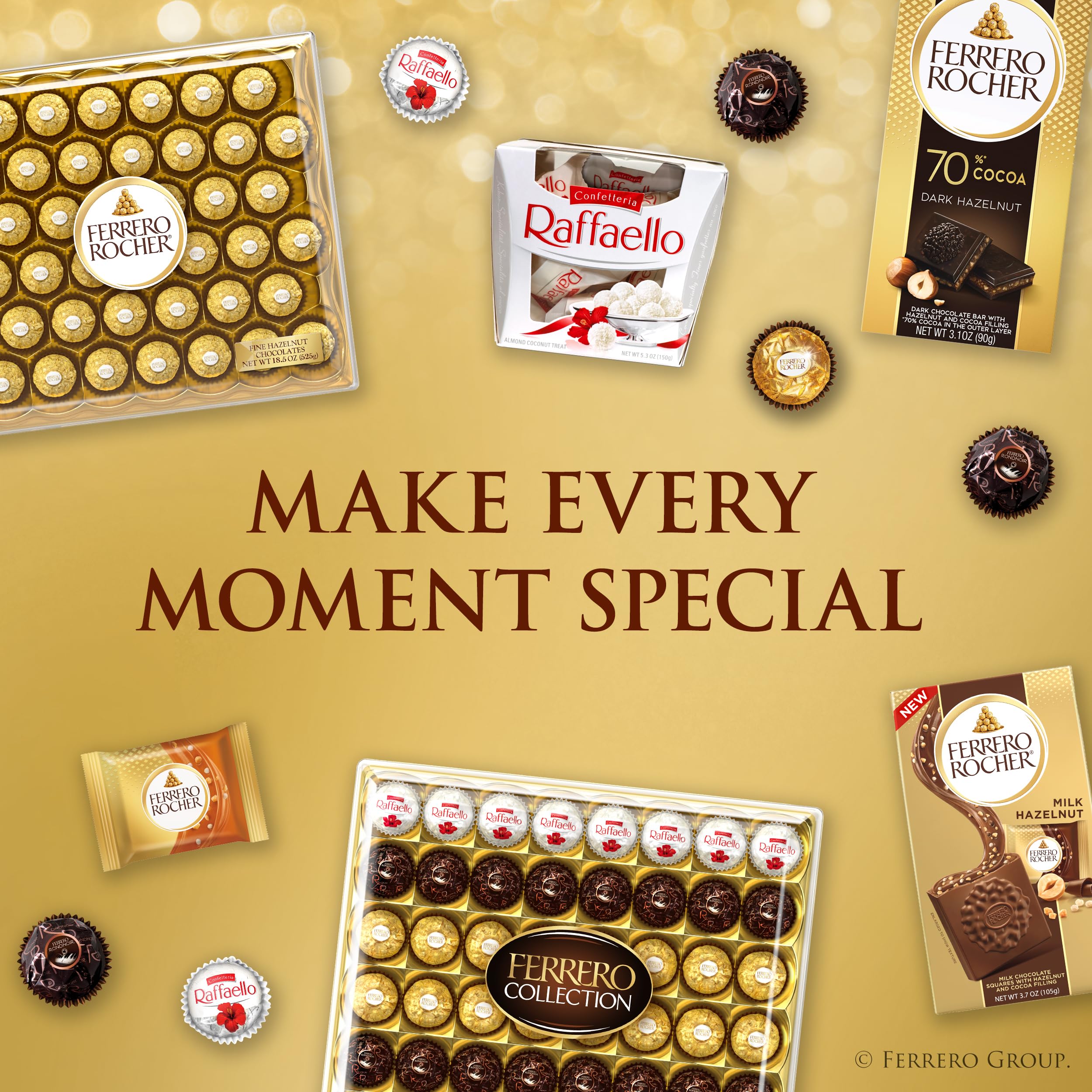 Ferrero Rocher 12-count gift box offers premium chocolate experience.
